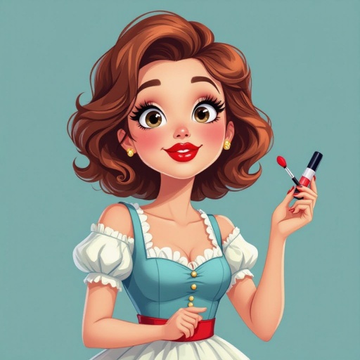 Create a character lady who has attitude but is funny looking and loves lipgloss 