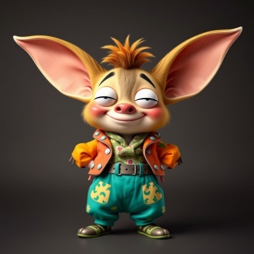 Create a funny guy who has big ears , show entire body head to toe