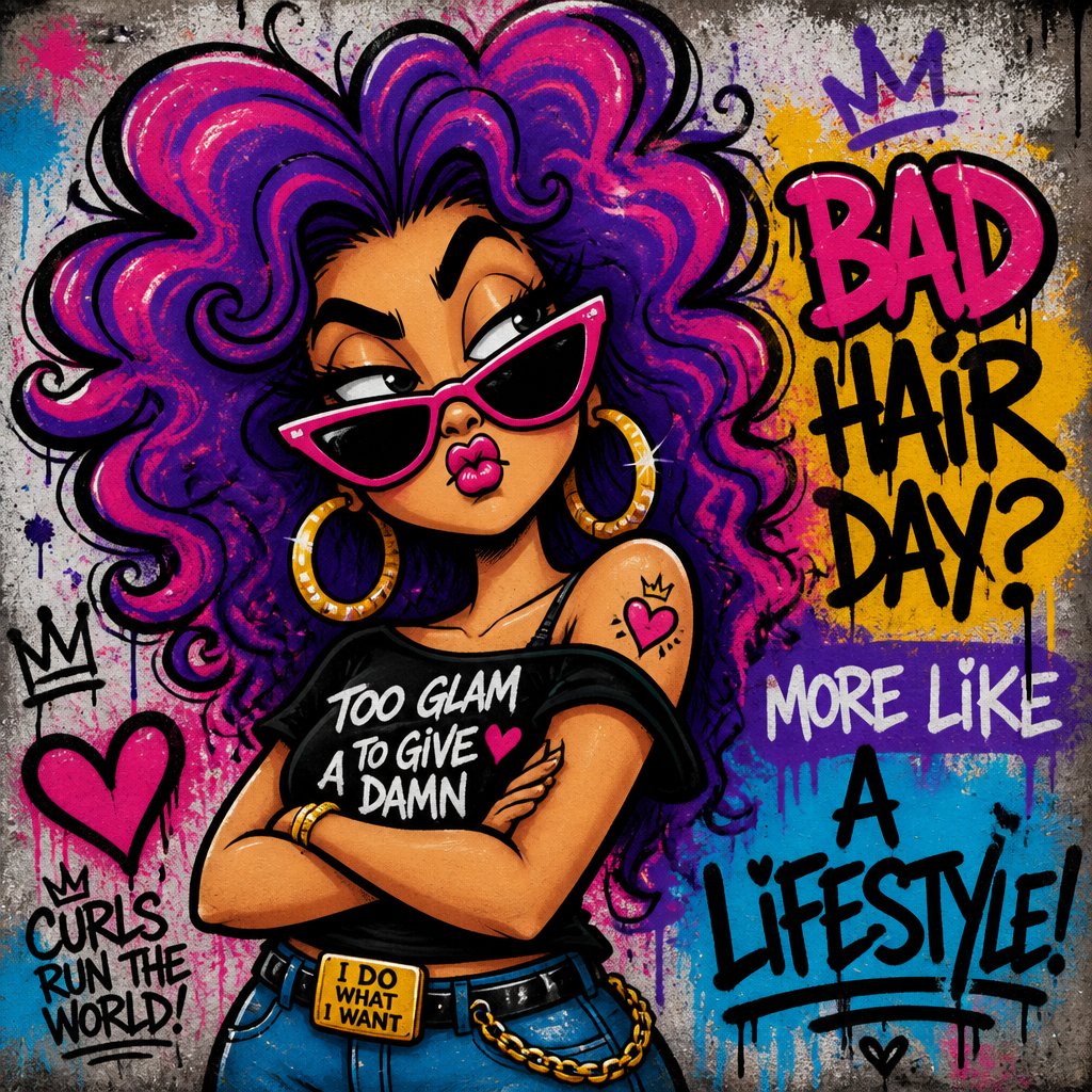 Create a funny hair woman with attitude