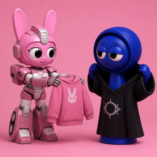 Pinki from Sprunki as Elita One getting Jevin from Sprunki a hoodie instead of his cultist robes