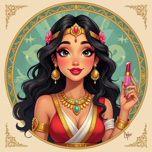 Create a character lady who has attitude but is funny looking and loves lipgloss