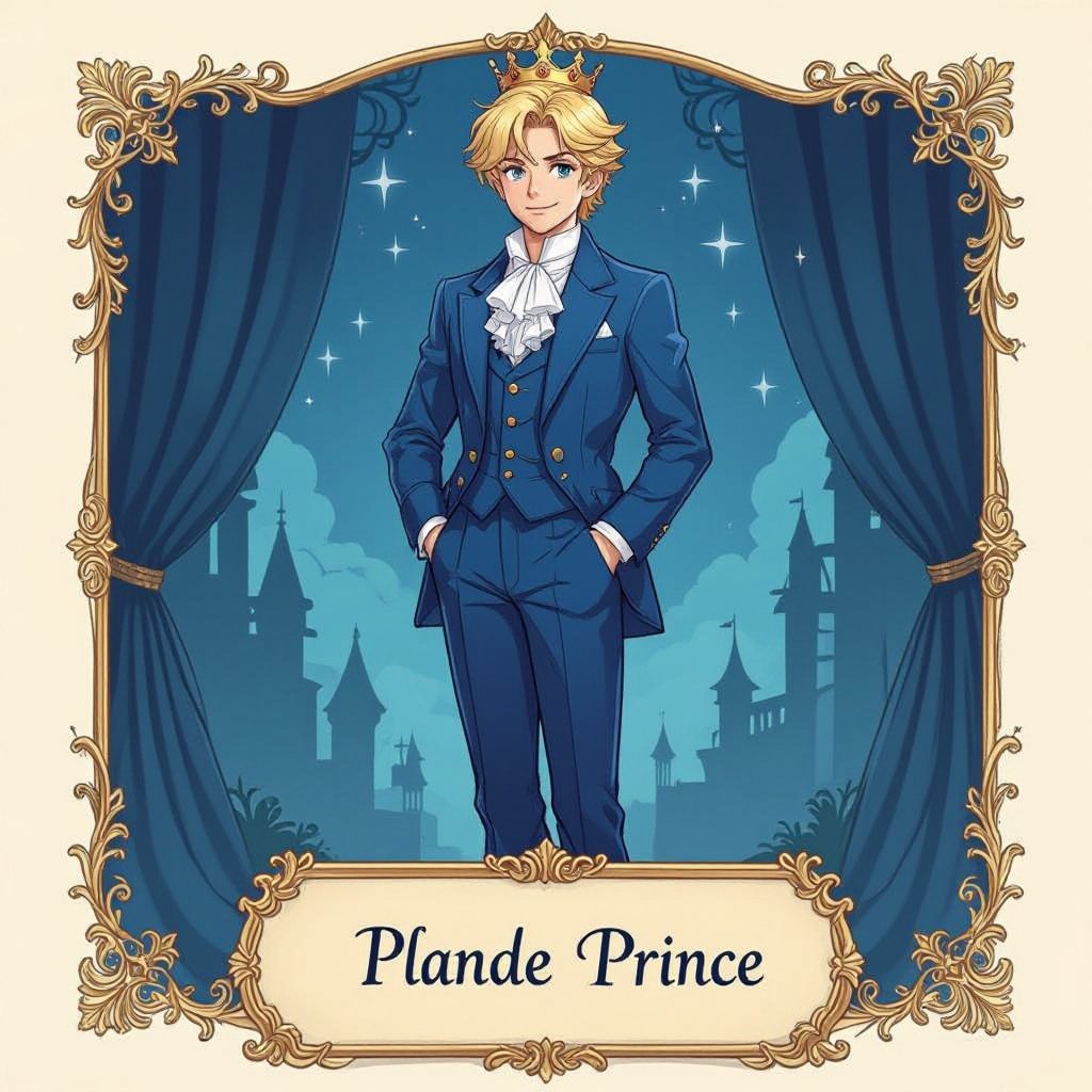 A blonde teenage prince who in a blue suit hot 