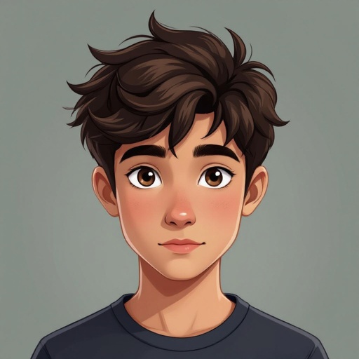 Mysterious teen boy with dark brown hair brown eyes and with a dark past