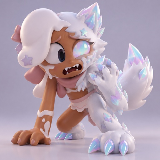 Ginger from Dandys world turning into a Opalite werewolf 