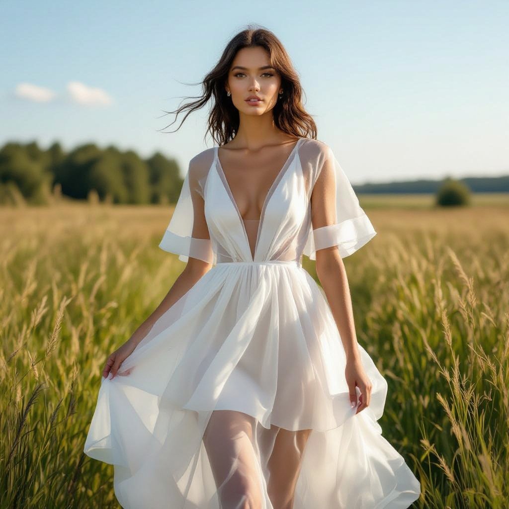 Babe in a Transparent Organza Dress