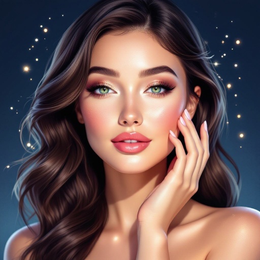 Create a character showing there whole body head to toe, a lady who loves beauty products  