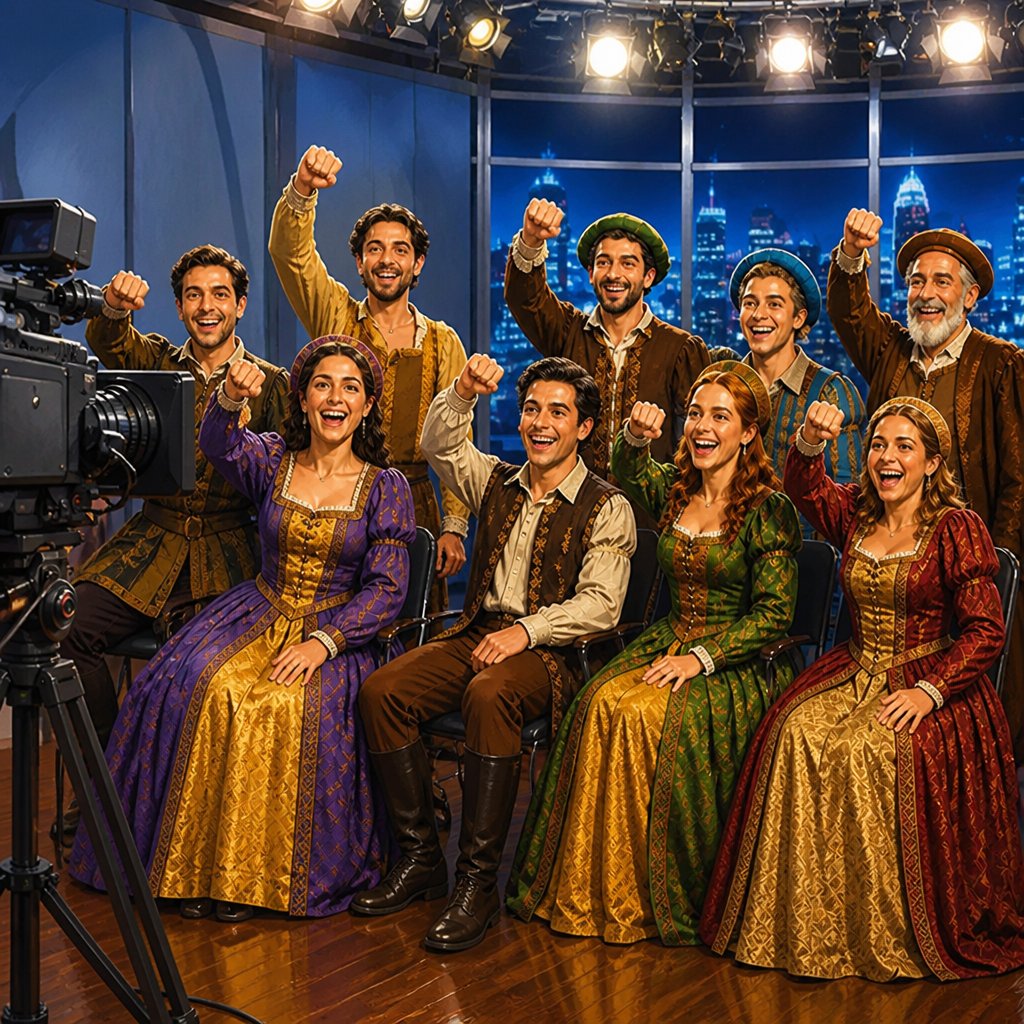 a group of people dressed in period costumes