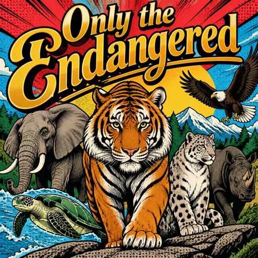 Ornate thick gold script that says an upper and lowercase letters: Only the Endangered