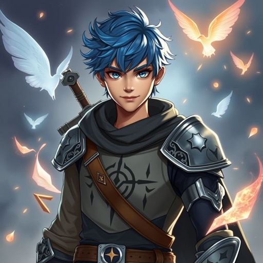 Ragazzo giovane di 14 anni. Occhi azzurri, capelli Blue, bello e affascinante. E un guerriero di arti marziali e conosce la magia della creazione o detta anche magia del null