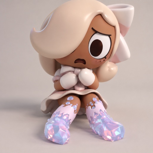Ginger from Dandy’s world as a baby and her Opalite curse transforming her legs into Opalite with her socks getting the Opalite crystals on the white part where her ankles are 