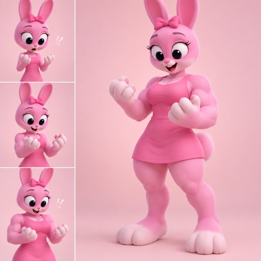 Pinki from Sprunki as her kind wererabbit self noticing that she is getting bigger and stronger with her feet looking like wererabbit paws and her hands looking the same all for Jevin from Sprunki 