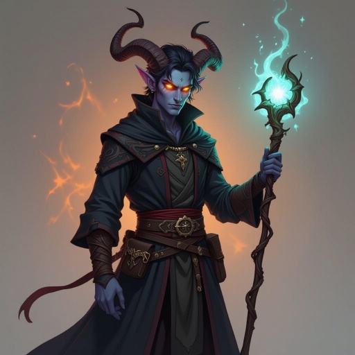 Half tiefling half changeling male warlock