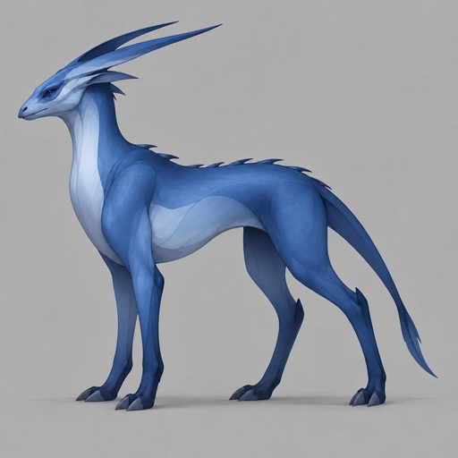 a 3d rendering of a blue and white dragon