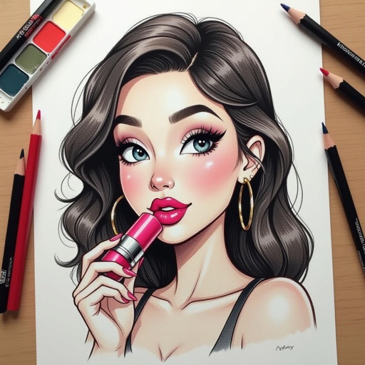 Create a character lady who has attitude but is funny looking and loves lipgloss 