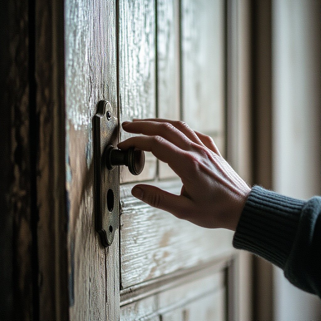 Creepy hand knocking on door