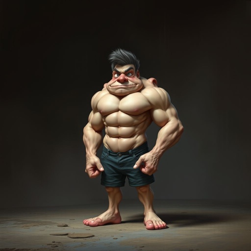 Create a character who is small funny but super buff