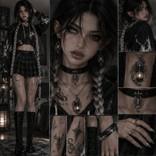 a collage of photos of a woman with tattoos