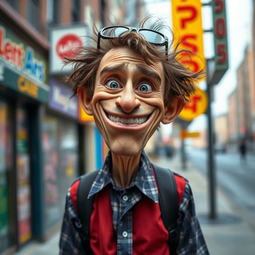 Create a funny looking man with very skinny legs 