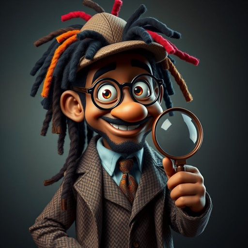 Create a funny character similar to Sherlock Holmes, but make him of black decent and with dread locks. 