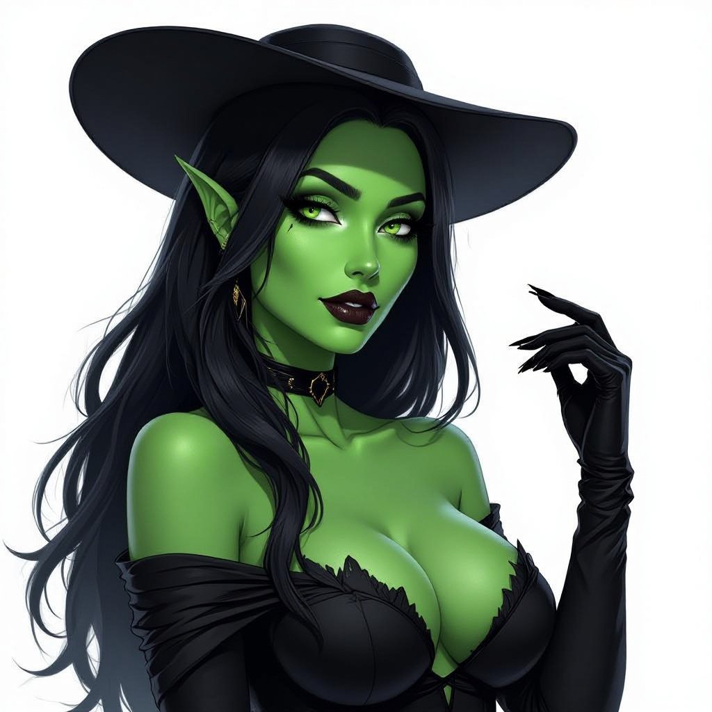 Super Villainess Dethkloak the sexy shadow demon witch green skin