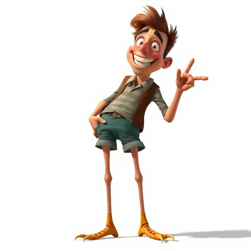 Create a funny looking man with chicken legs