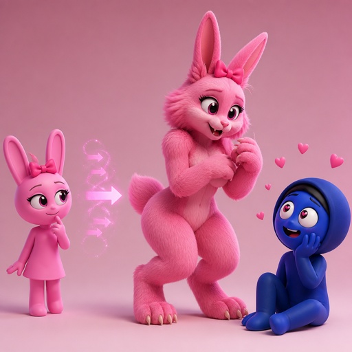 Pinki from Sprunki turning into a wererabbit for Jevin from Sprunki but wererabbit Pinki is still her kind self