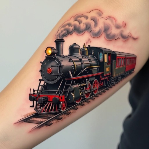 Name Daniel with a train for a tattoo 
