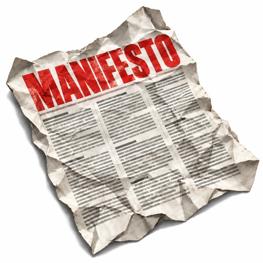 a piece of paper with the word manefesto on it
