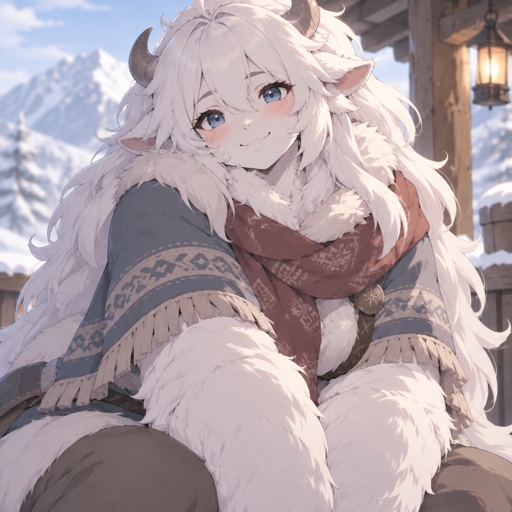 Yeti woman, modest clothes, trying to look friendly,beautiful 