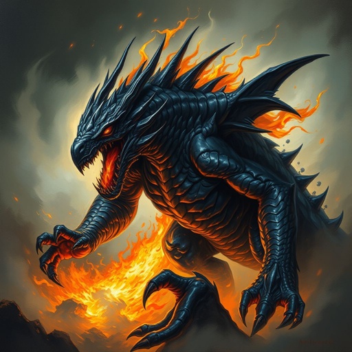 Big black wyvern about to fire