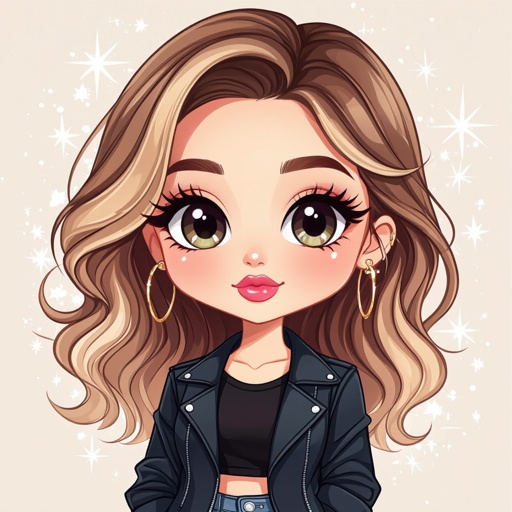 Create a character lady who is funny but about fashion and loves lipgloss