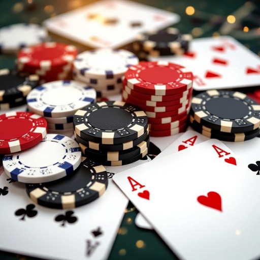 Abstract casino chips 777 cards  composition