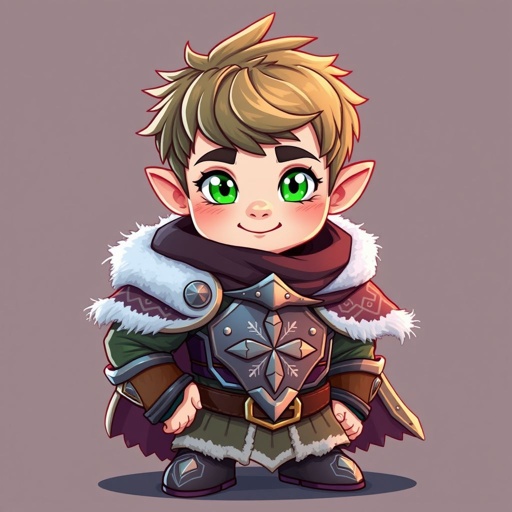 Young dwarf paladin boy. No or very small beard Short hair. Winter clothes and breastplate. Good neutral