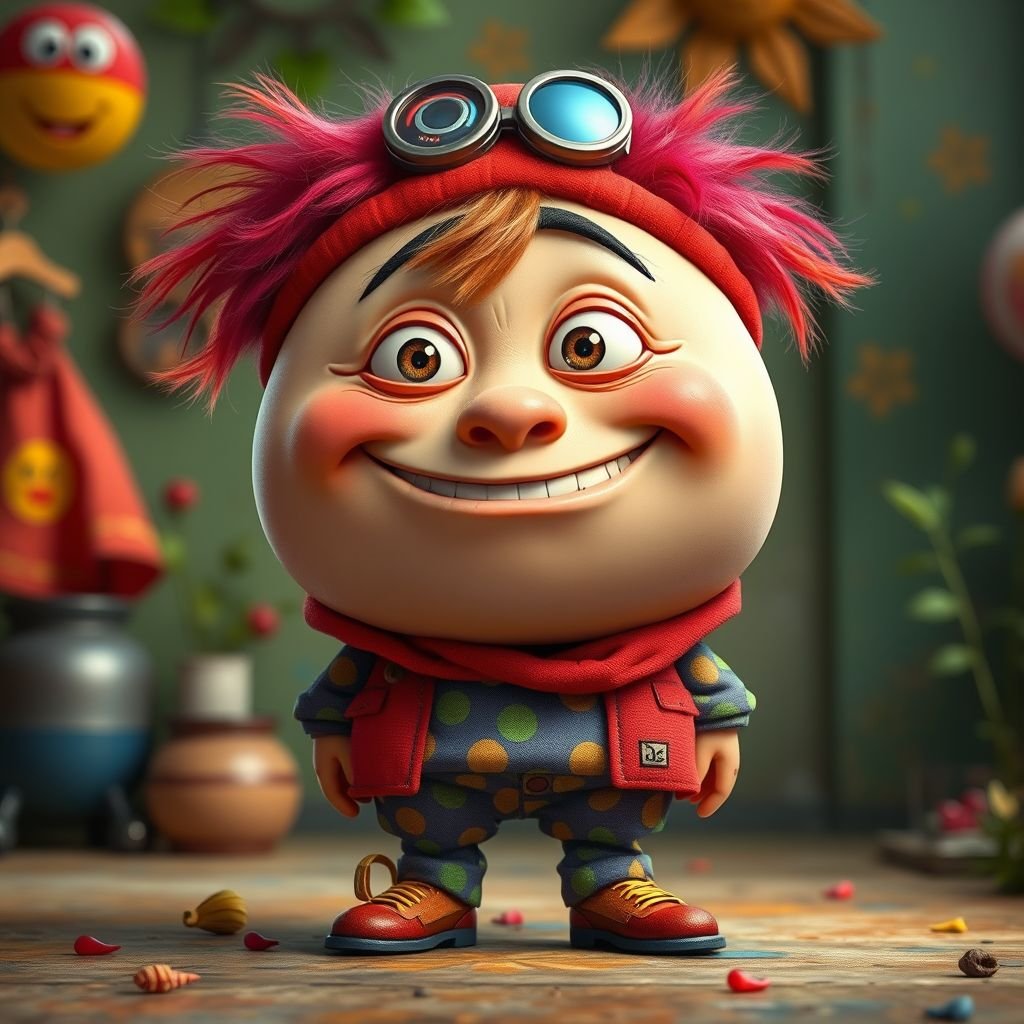 Create a character who is funny with no neck