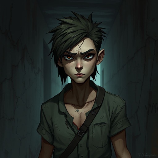 Create this background hall inside was dim, paint peeling in sheets. A metal door led to the cell block. Six cells, all empty. A cracked toilet in each. Rusty bunks, stale air, dust everywhere. No character just background