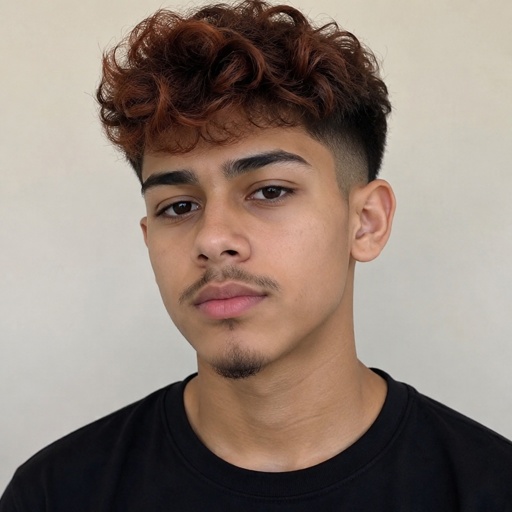 Petit Goatee Beard Pencil Mustache Teen Boy Brownish Red Black Fade Hair 