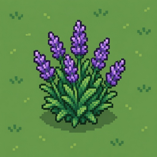 Lavender plant for a fantasy game set in modern times, top-down style