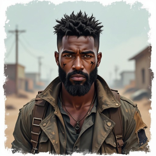 A African American man in his late twenties with a haircut and black beard