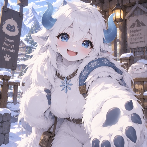 Yeti woman, monster,try to look friendly