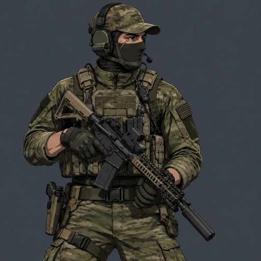 a man in a military uniform holding a rifle