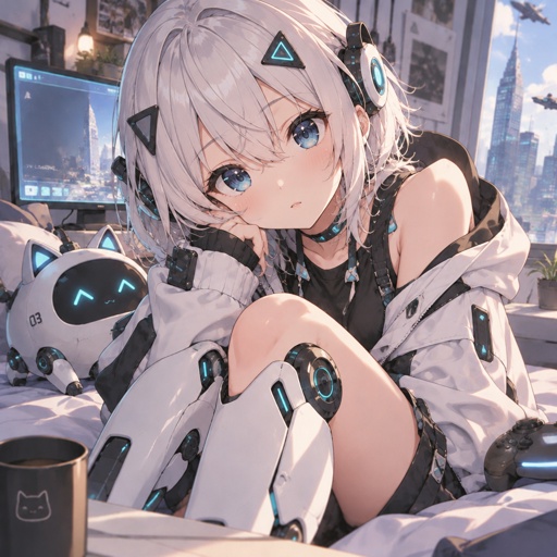 a woman sitting on top of a bed next to a laptop computer