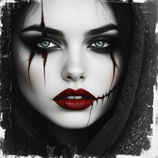 Horror stitched lips 
