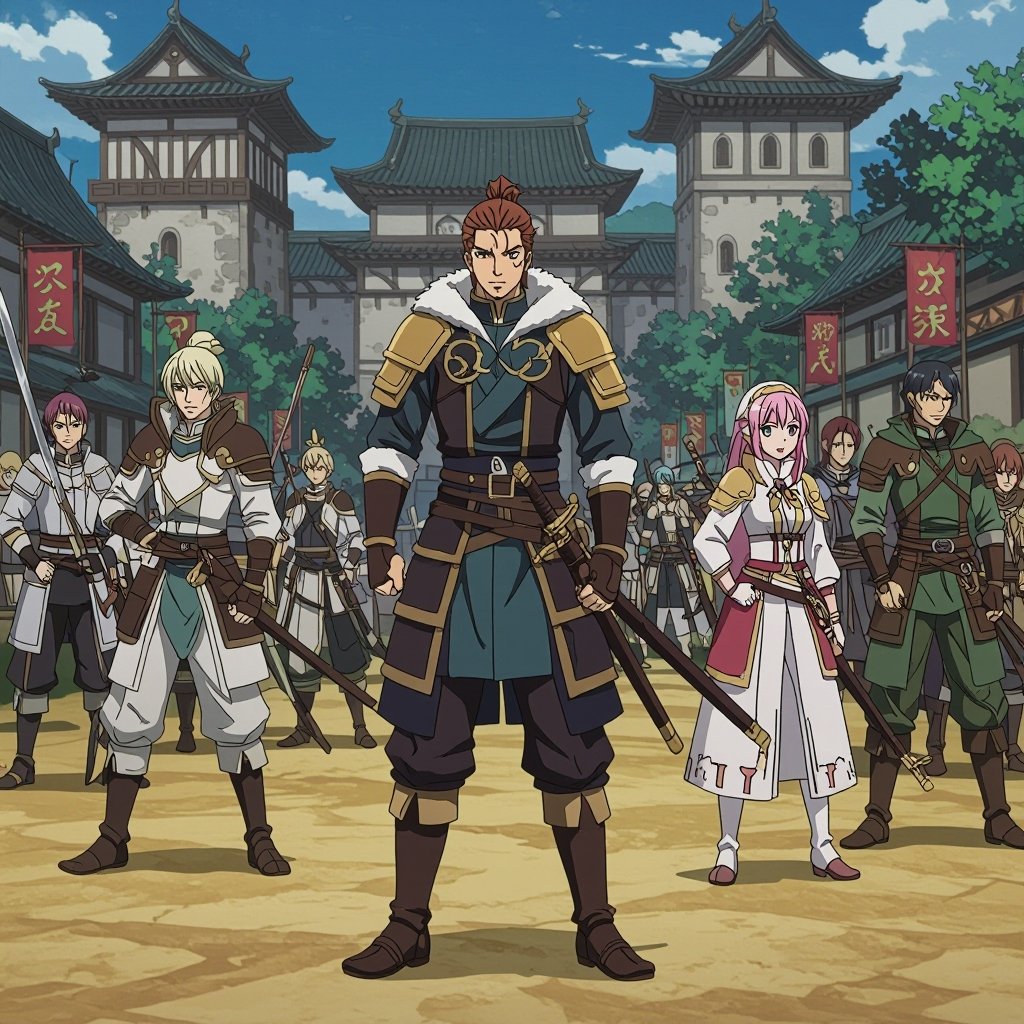 A historical world with kingdoms with some men having swords drawn