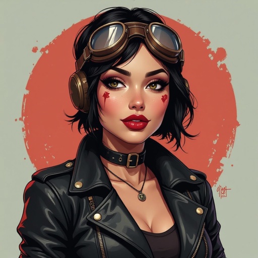 Create a character lady who has attitude but is funny looking and loves lipgloss