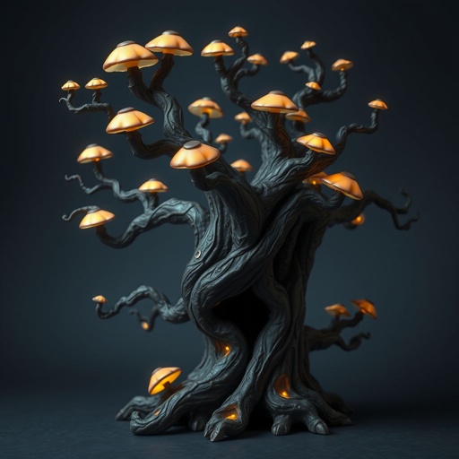 Give me a image of a fantasy dark magic tree