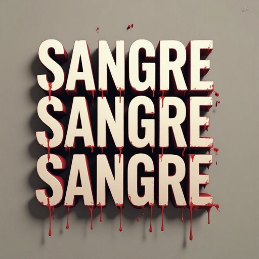 Scary poster saying sangre sangre sangre