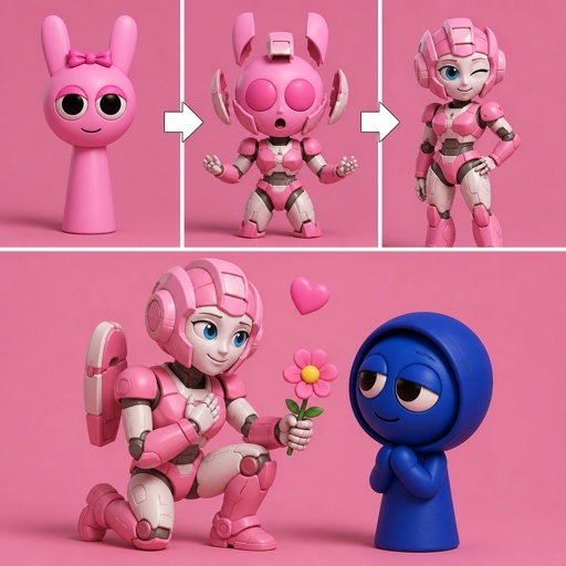 Pinki from Sprunki turning into Elita One for Jevin from Sprunki for the first time 
