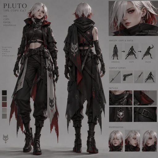 shadow assassin name code pluto the copy cat, copy and paste ability, white hair red on the inside