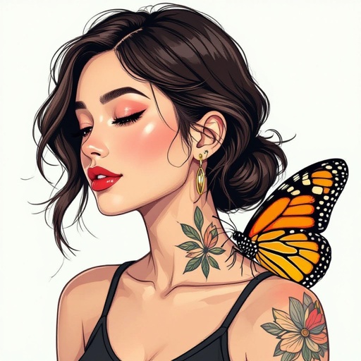 Name Breelin with butterflies tattoo 