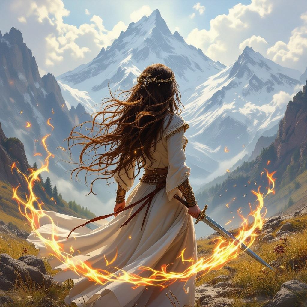 Women with long brown hair on my mountain fighting her throughs and winning 